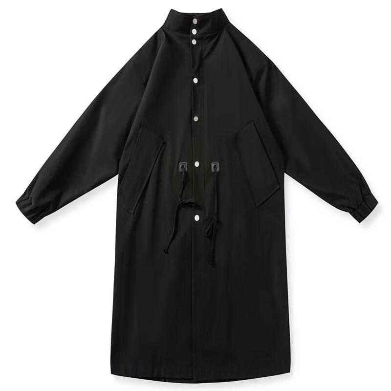 ROMON Men's Stand Collar Mid-Length Trench Coat