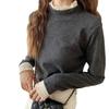 Niche Lace Ruffle Stand Collar Women's Plus Size Chic Slim-fit Winter Top