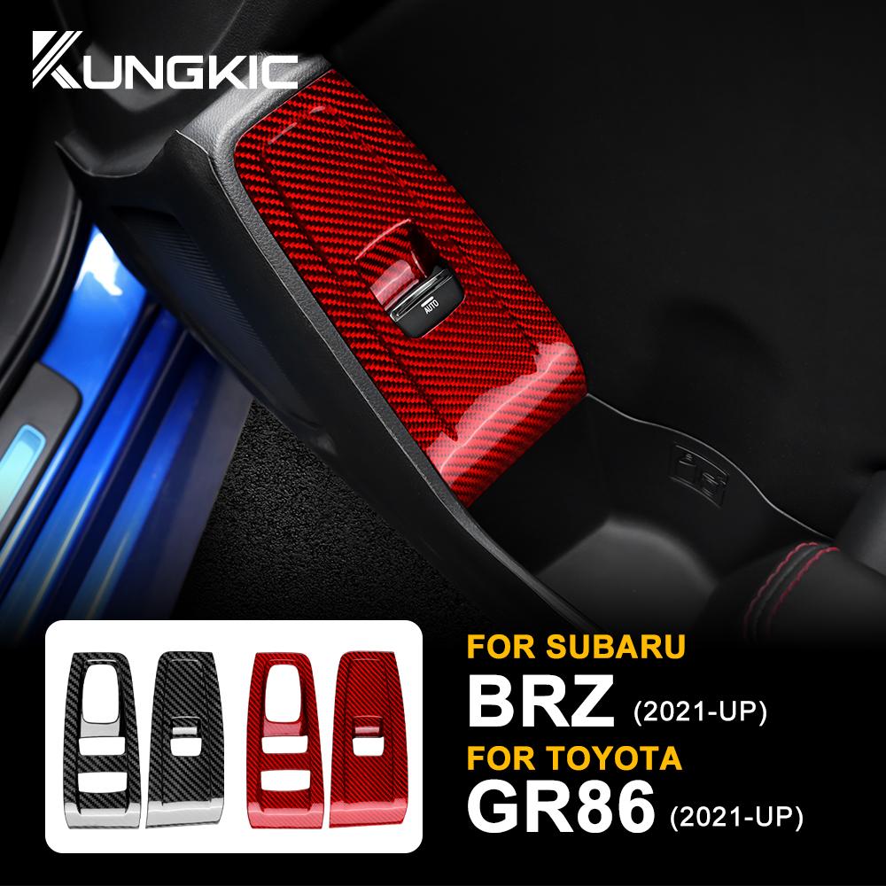 Real Hard Carbon Fiber Interior Trim LHD For Subaru BRZ Toyota GR86 2021 2022 2023 2024 Car Door Window Switch Button Sticker