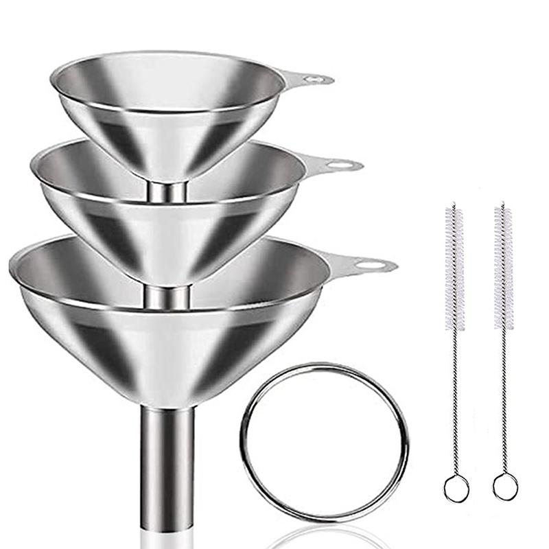 Trichter-Set für die Küche aus Edelstahl, Trichter aus lebensmittelechtem Metall zum Befüllen von Flaschen, kleine Trichter für ätherische Öle und Gewürze