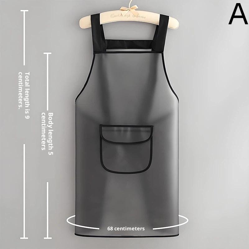 Waterproof & Oil-Resistant TPU Clear Washable Apron With Pocket- Household Kitchen Cooking Apron For Daily Use