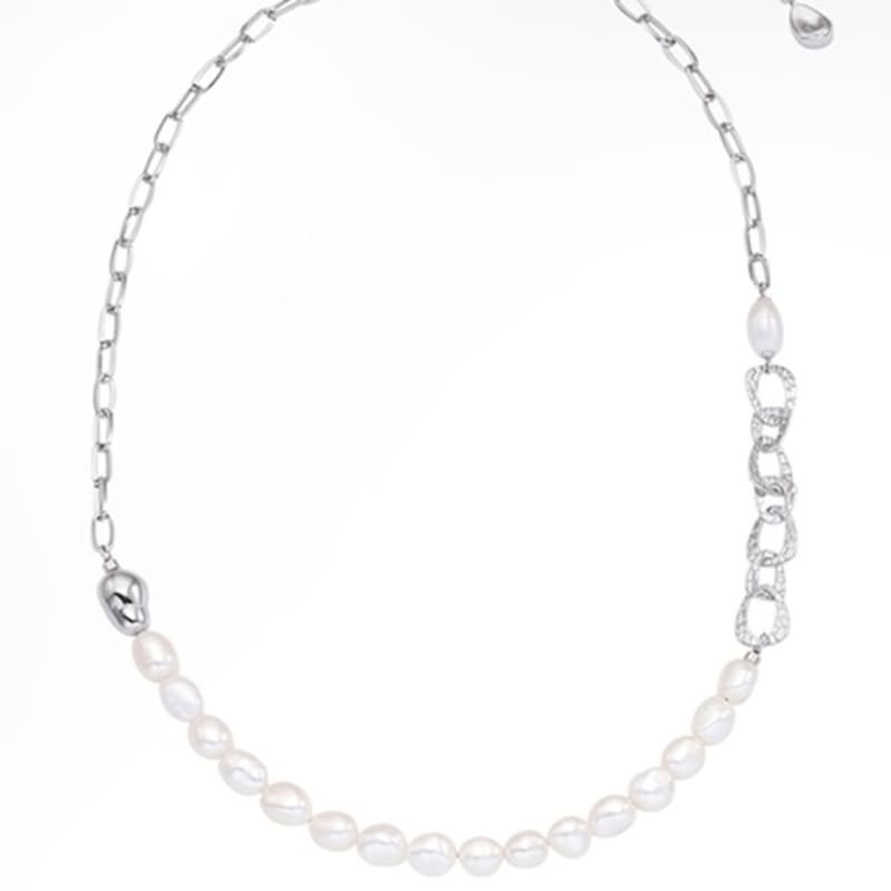 Ozel Baroque Pearl Gathering Chain Long Necklace PB133N