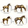 Miniature Figurine di Cavallo con Coda Lunga in Ottone Antico Ornamento Feng Shui Animale dello Zodiaco in Rame Mini Artigianato da Scrivania Decorazione per la Casa