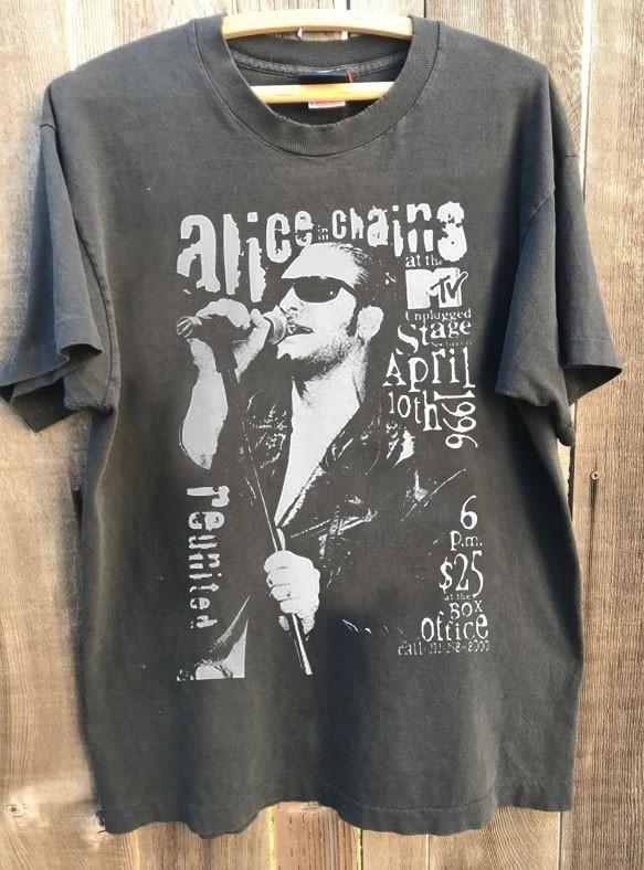 Vtg Alice in chains classic style charcoal t-shirt QT7780 S