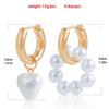 European and American Jewelry Style Imitation Pearl Beaded Earrings Women's Asymmetric Love Pendant Earrings Spice Girls
