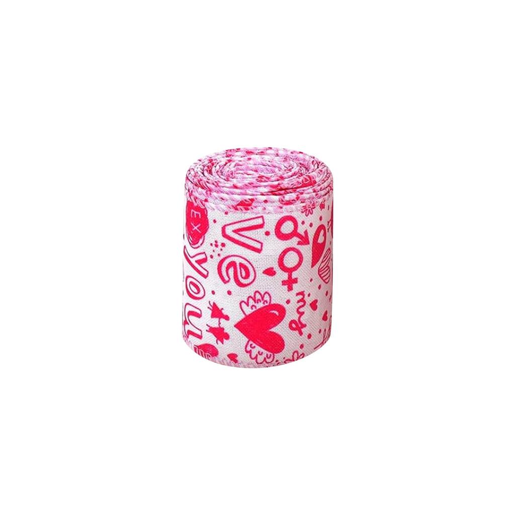 Valentine's Day Ribbon Pattern Heart Shaped Wired Ribbon Decoration Wired Edge Ribbon DIY Crafts Packaging Wedding