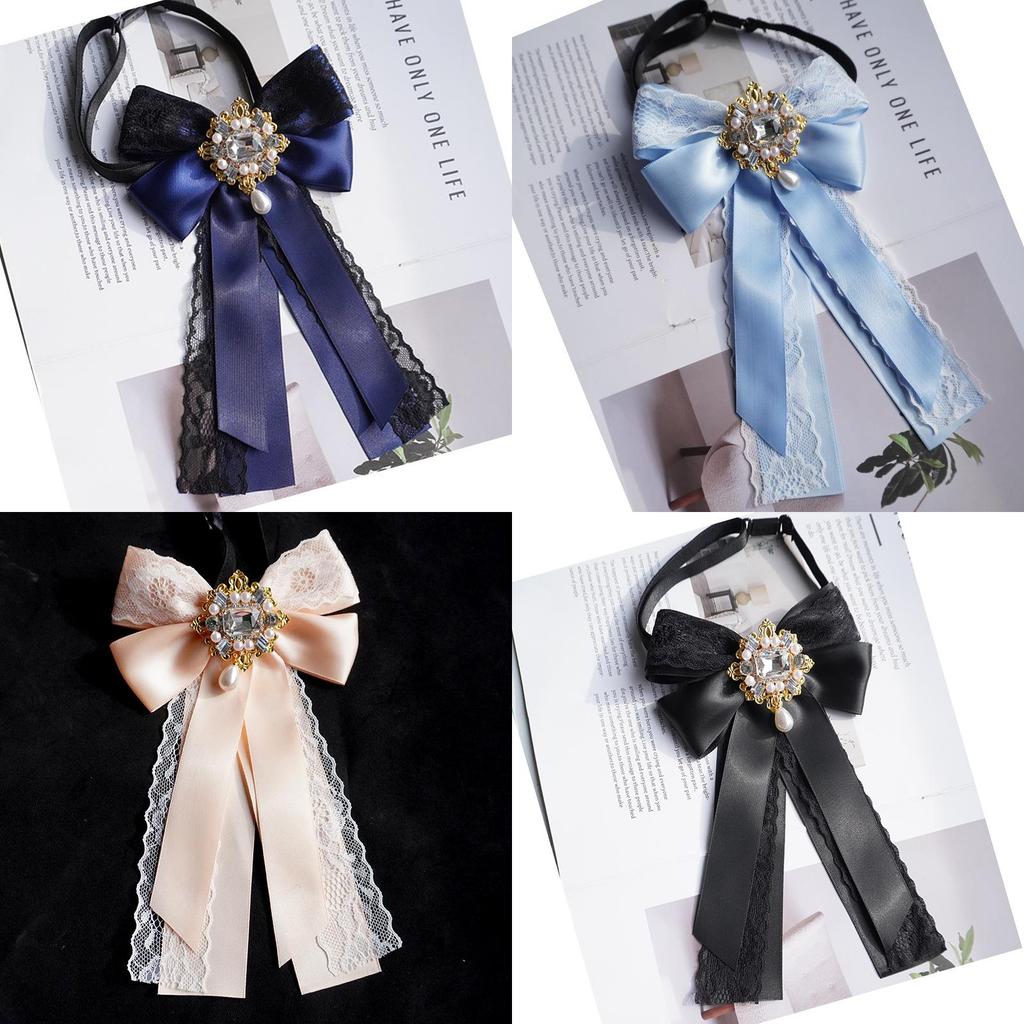 Butterfly Bow Dress Collar Brooch With Pearl Accents For Women
