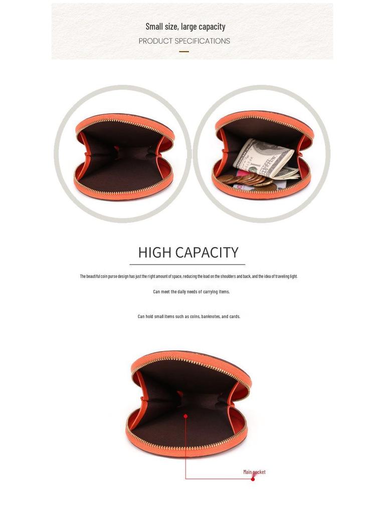 Runde Mini-Geldbörse aus echtem Leder - Lässig, niedlich, multifunktional, kleine Hängegeldbörse