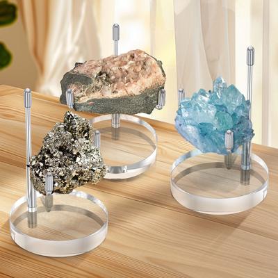 3/4Pcs Crystals Agate Display Stand Adjustable Metal Arm Acrylic Base Holder Tabletop Decoration Crystal Rock Photograph Stand