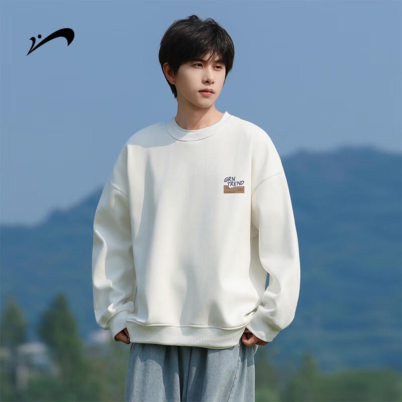 Guirenniao Men's Loose Fit Crewneck Drop Shoulder Sweatshirt