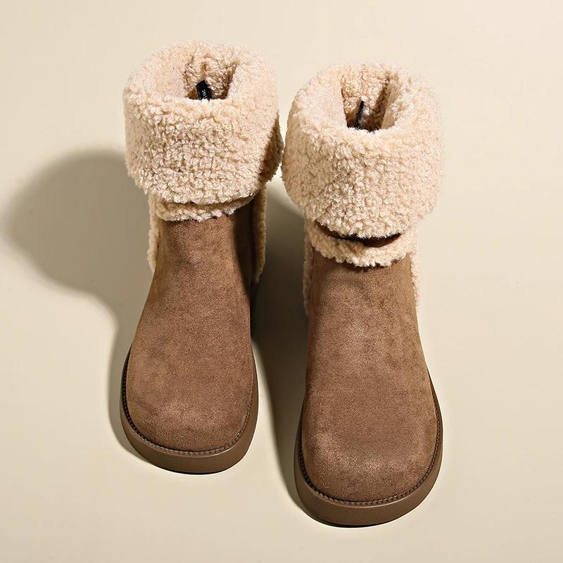 

мода Теплые ретро женские сапоги замшевые зимние плюшевые женские туфли модные зимние сапоги высокие замшевые сапоги до середины голени Botas De Mujer 37