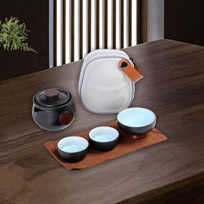 Travel Tea Set Teaware with Storage Case Traditional Ceramic Teapot 3 Teacup Kungfu for
