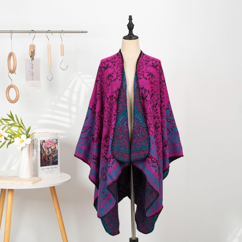 Vintage Printed Cape Cardigan Shawl, One Dress And Three Wears Ethnic Style Shawl, Women'S Travel Scarf