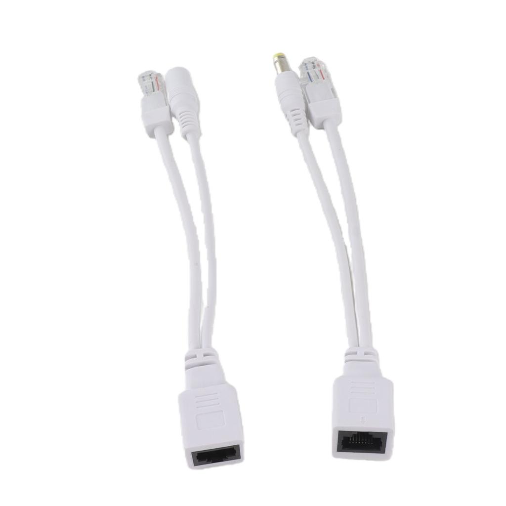 1Pair Passive PoE Injector and Splitter Kit 12V PoE Injector and Splitter for Wireless Network Device Accessory White