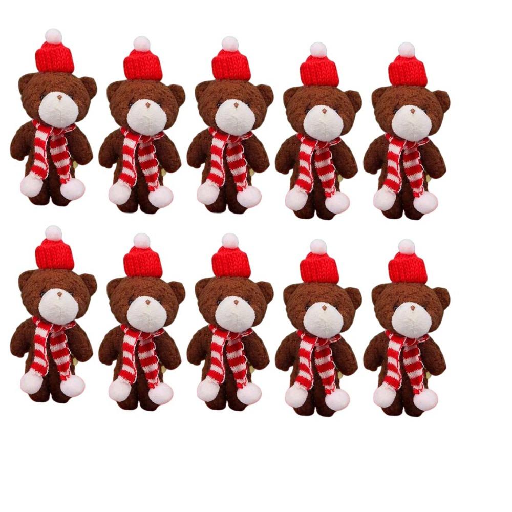 10Pcs With scarf Christmas Bear Plush Toy Cartoon Animal Bear Plush Dolls Holiday Gift