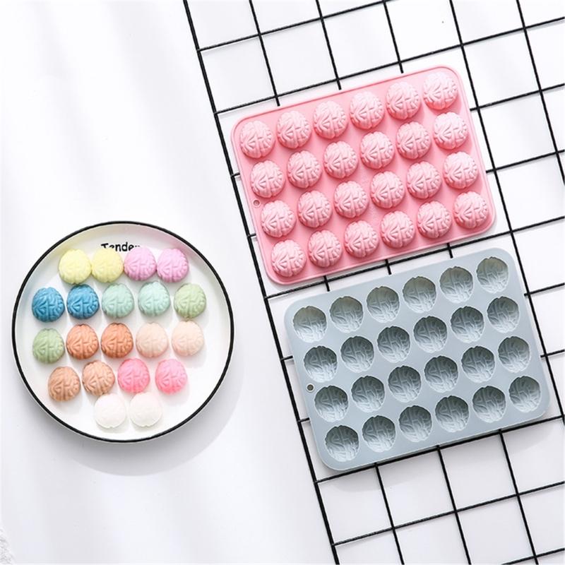 24Cavity Brains Shaped Silicone Molds Fondants Molds Pastries Bakings Decorating Tool Soap Molds Cake DIY Supplies