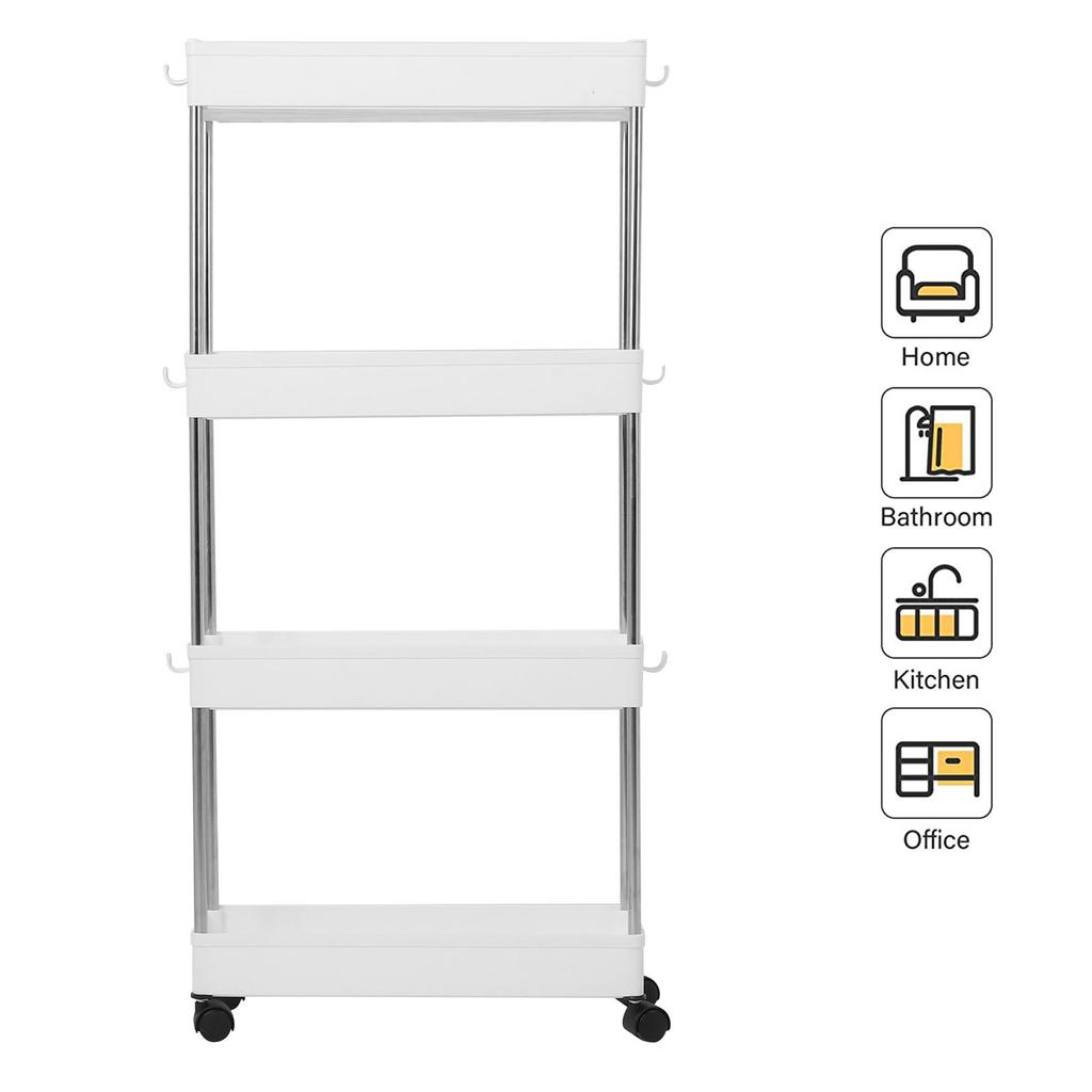 Multilayer Slim Storage Cart Mobile Shelving Unit Organizer Storage Rack for Kitchen Bathroom Laundry Rolling Cart Serving Cart