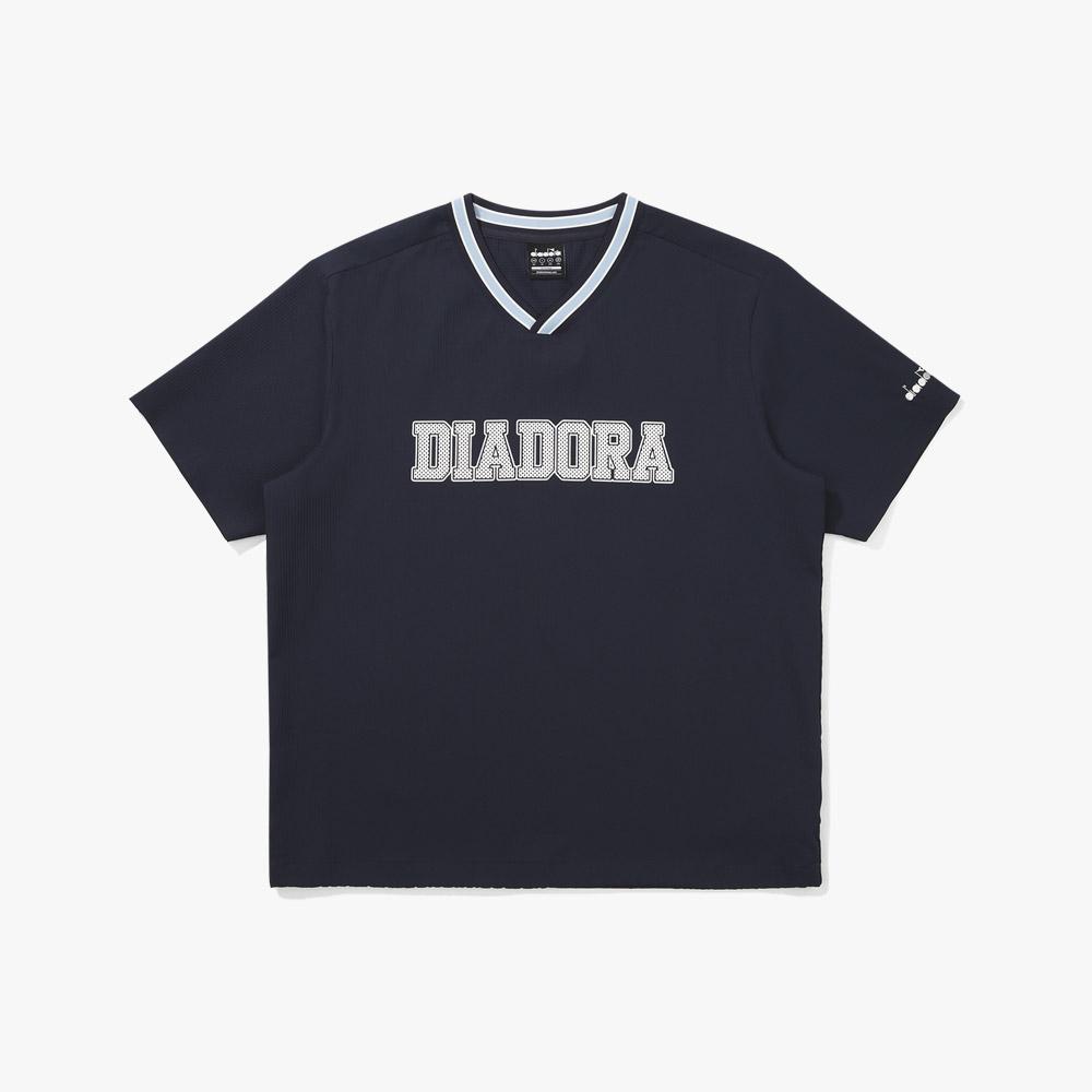 diadora Seersucker Short Sleeve Piste Navy