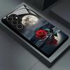 Moon Night Red Rose Pattern Glass Phone Case Suitable for Samsung Galaxy S26 S25 S24 S22 S21 S20 FE/Ultra/Plus Anti Drop