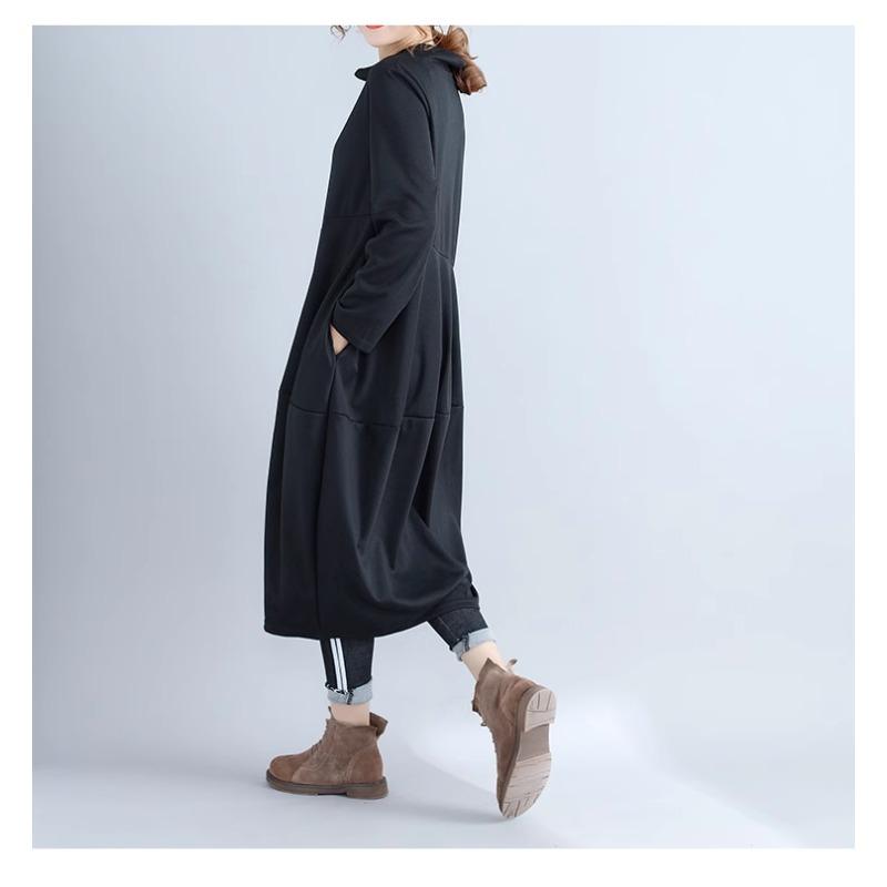 A Semi-high-neck Long Dress Is Pieced Together with A Long-sleeved Dress