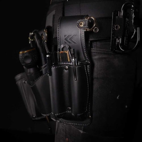 Fujiya Cutter Marker 2-Tier Holder, Black and Gold, Light PU Leather Series, AH-13BG