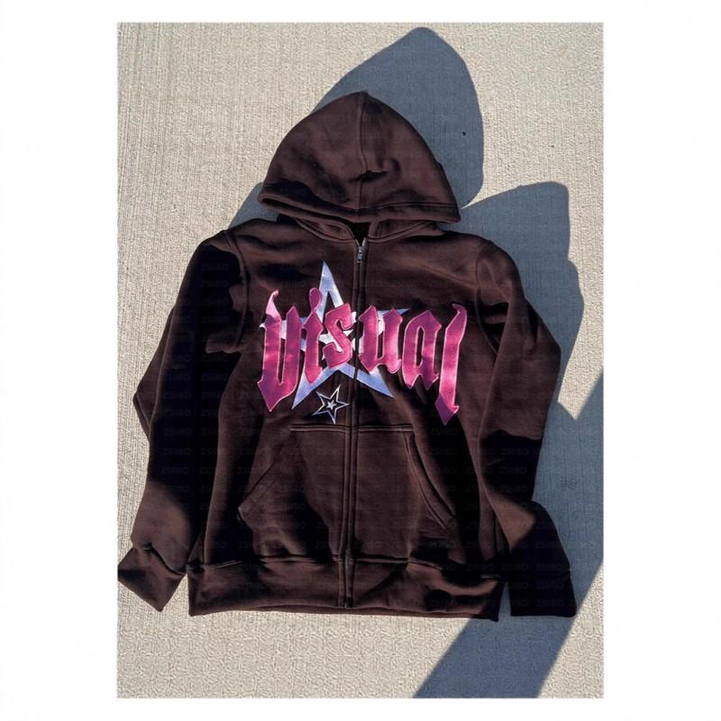 Unisex Digitaldruck Reißverschluss Kapuzenpullover Lässiger Pullover Übergroß Streetwear