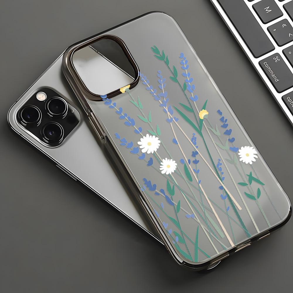 Matte Silikon Blumen Handyhülle für iPhone 16 Pro Max Funda iPhone 11 13 15 14 Plus 12 Mini 16promax 15promax Transparente Hülle