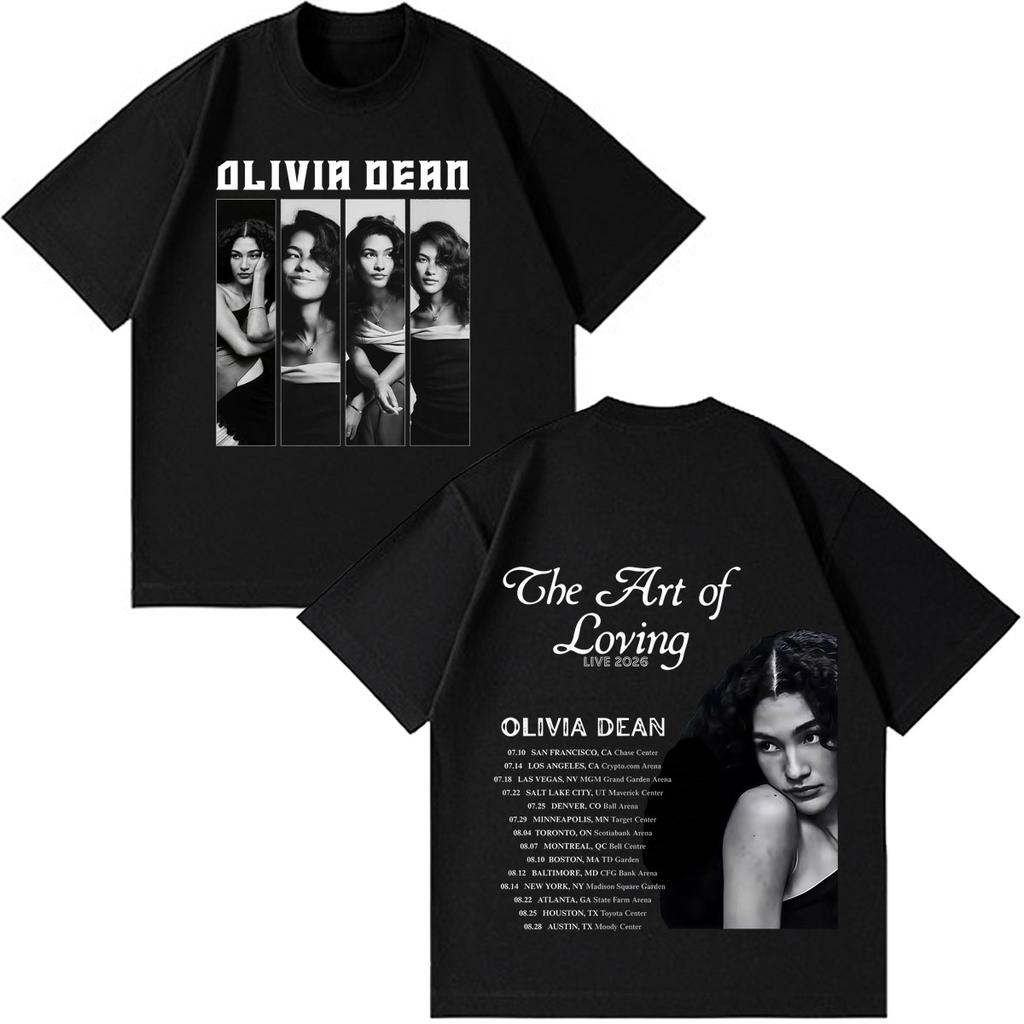 Olivia Dean Art Of Loving Tour 2026 Stampa Maglietta Unisex Unisex Magliette Hiphop Estiva Larga Casual Cotone Moda Magliette Vintage