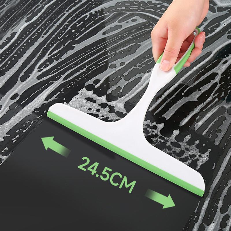 Green Household Long Handle Household Scraper Wiper Glass Wiper Plate Silicone Mirror Defogger Double Sided Wiper