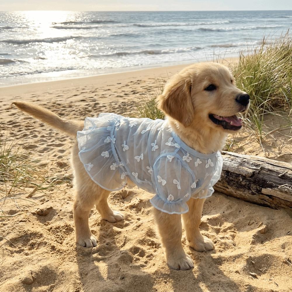 Cozy Dog Sunscreen Clothes Ruffle Trim Puppy Mesh Skirt Sun Protection Clothes Small Medium Dogs