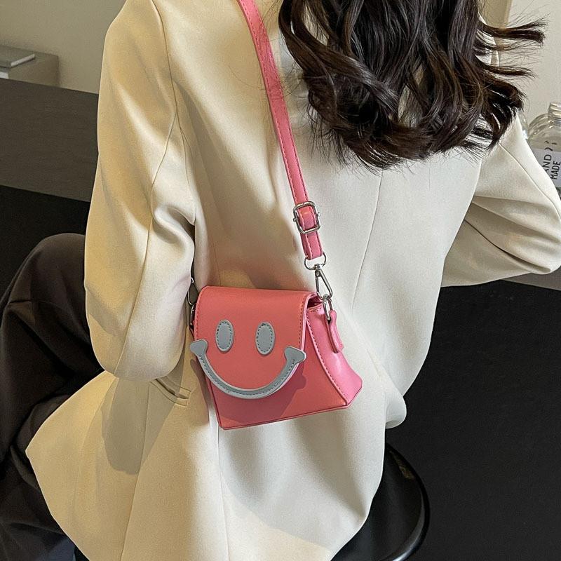 Adorable Cartoon Smiley Face Crossbody Bag For Girls Trendy And Lightweight