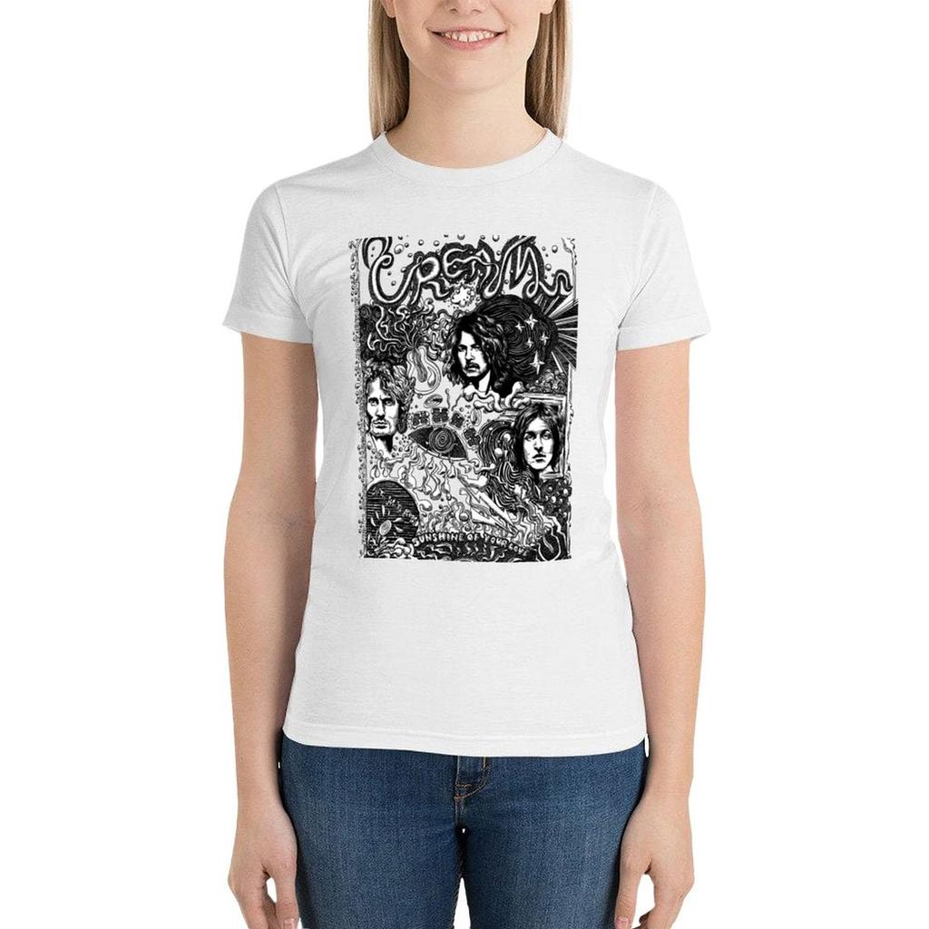 Cream Band T-Shirt Aesthetic Clothes Korean Fashion T Shirts For Women