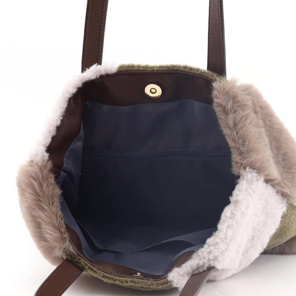 Nananoel pappy Eco-Fur Patchwork Tote BagA4 Size, Size 2553311016, Large Gray (391)
