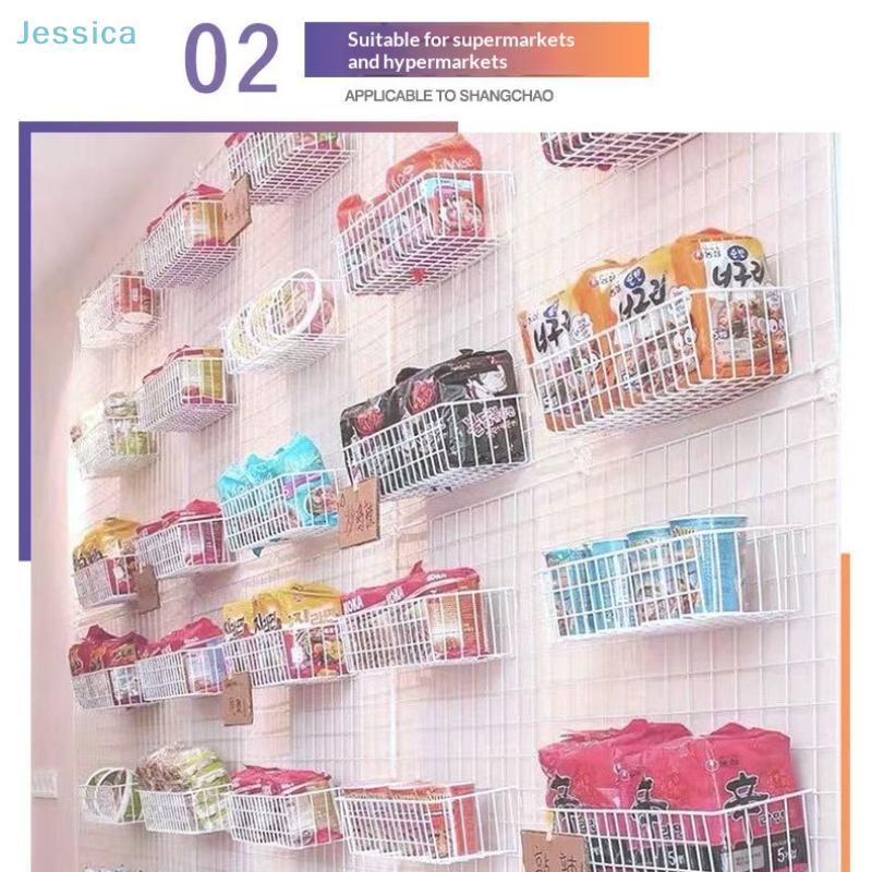 Wire Grid Wall Hanging Baskets-Flower Pot Hanging Shelf Metal Storage Organizers For Home Office Decorative Wall Shelves
