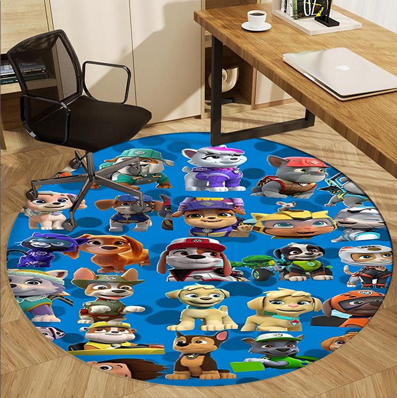 PAW Patrol Pattern Round Rug, Indoor/Outdoor Mat, for Picnic, Gameroom, Bedroom, Office, Living Room, Home Decor Carpet, Birthday Gift