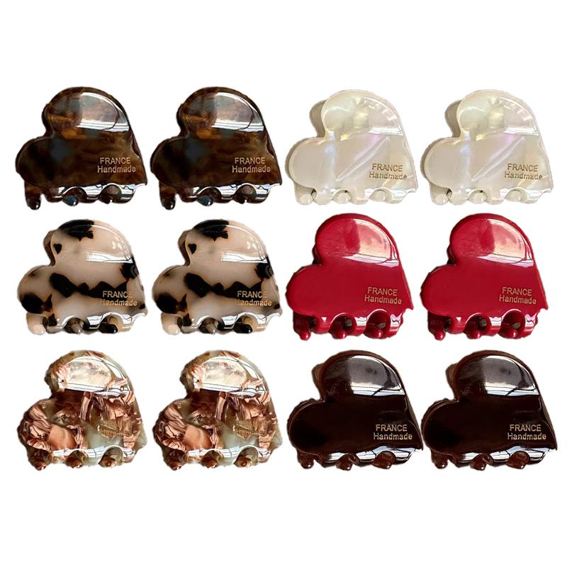 New 3.5cm Small Hair Claw Acetate Hair Crabs for Girls Cute Heart Shaped Hairclips Women Hair Accessories Hairpins Clips