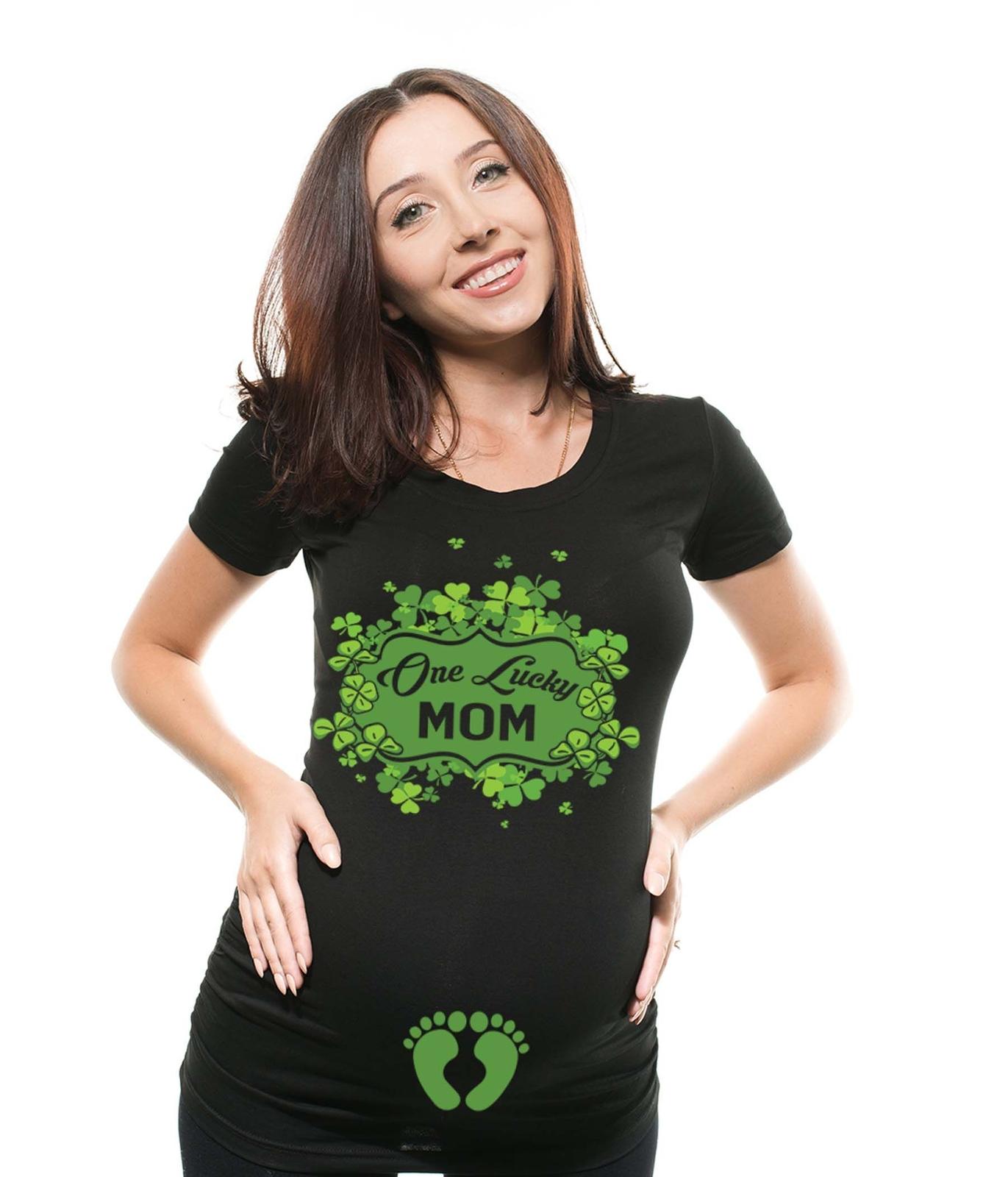 Lucky mom dad St Patricks day Maternity Pregnancy Couple T-shirts S