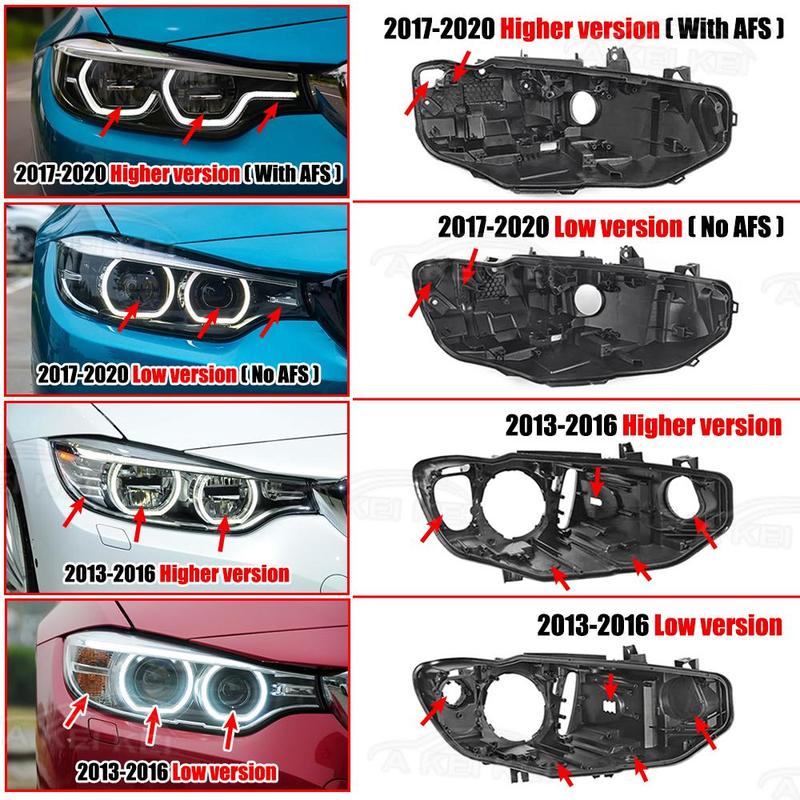 For F32 F33 F36 LED AFS HID Light Lens 2013-2016 2018-2020 Replacement Parts Car Accessories Headlight Housing Base Lamp Hose