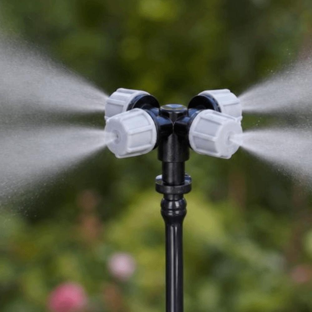 20Pcs Integrated Atomizing Nozzle 4 Way Cross Garden Tubing Connector  Drip Irrigation System Use