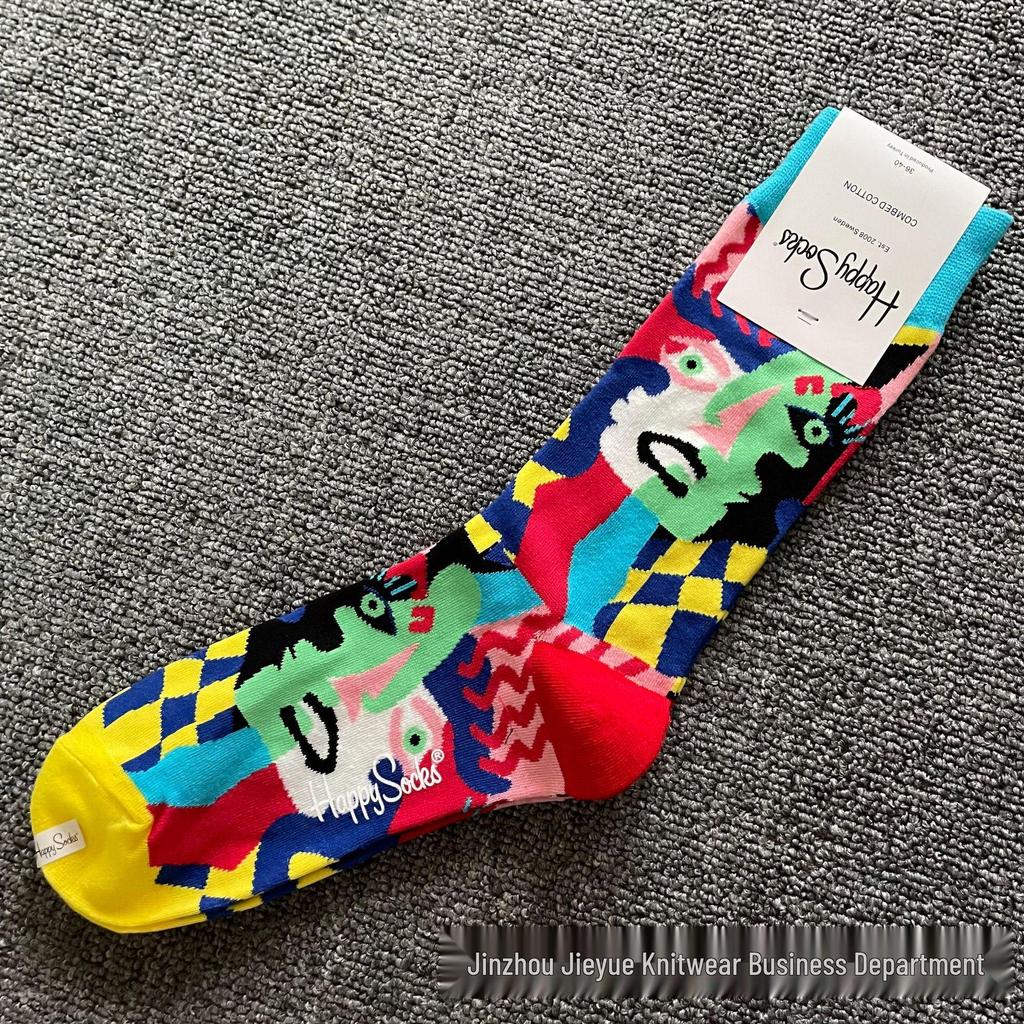 Trendy Swedish Mid-Calf Happy Socks: Women's & Couples' Leg-Shaping Spring/Autumn Style