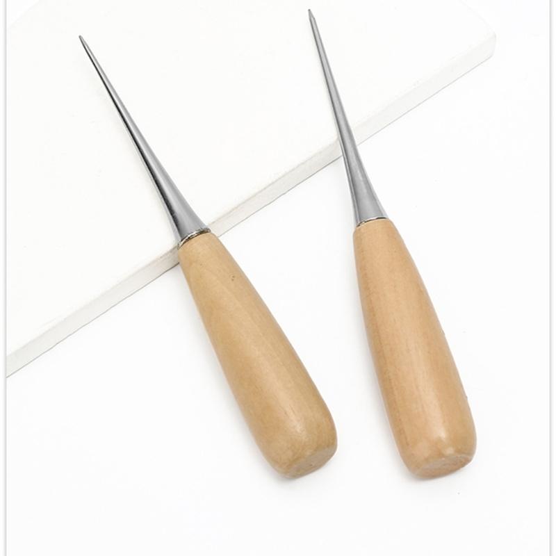 Solid Wood Handle Crafting Awl For Leatherwork Shoe Repair And DIY Applications