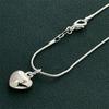Delicate 925 Silver Heart Pendant Necklace with Snake Chain for Women