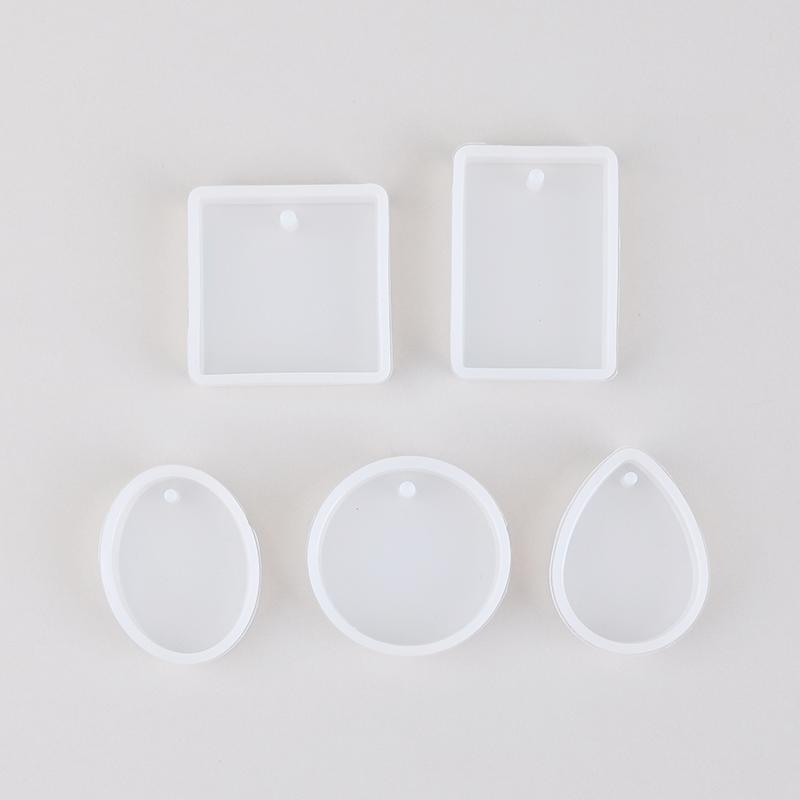 5ks/sada Přívěsek na klíče silikonová forma Sada kulatý obdélníkový přívěsek na výrobu šperků