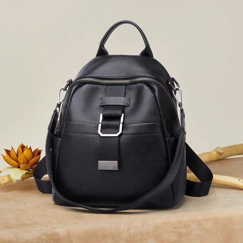 Luxury Cowhide Leather Backpack Women's Convertible Shoulder Bag