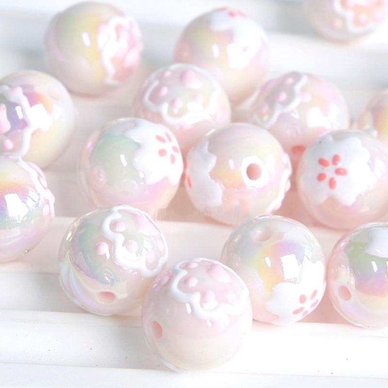 5шт милые прямые отверстия цветок мультфильм круглые бусины браслет материалы ручная — фото 11