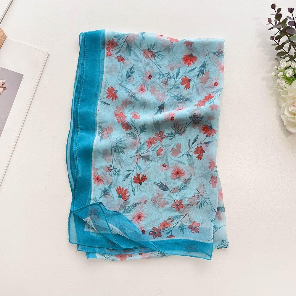 Breathable Silk Scarf Sun-Resistant Bandana Durable Beach Shawl  for Women