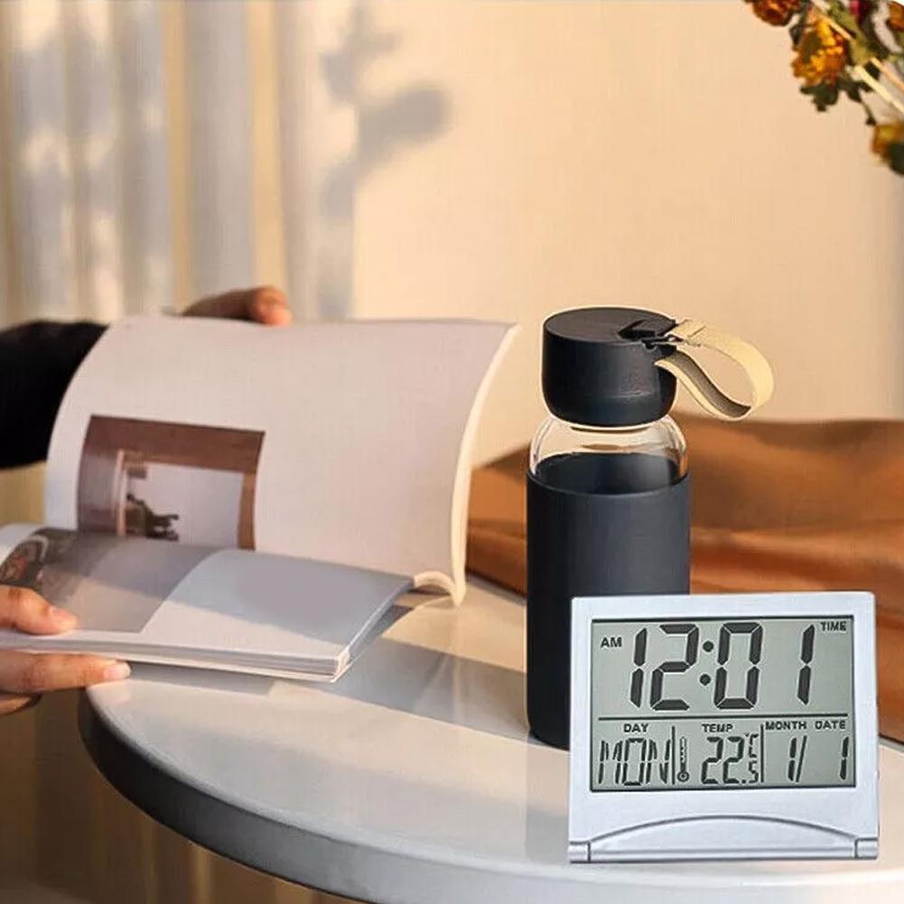 Home Use Digital Alarm Clock Digital Travel Clock With Thermometer Alarm Timer Clock Preinstalled Battery Built-in Thermometer