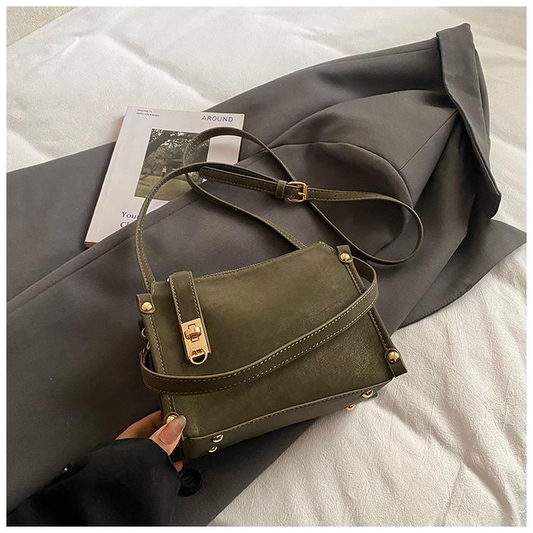 Ретро Сумка через плечо, Маленькая квадратная сумка, Модная и высококачественная однолямочная сумка для женщин зелёный
