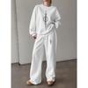 Women's Crewneck Sweatshirt & Drawstring Straight-Leg Pants 2-Piece Set, Printed Lounge Set, Fall/Winter Casual Outfit