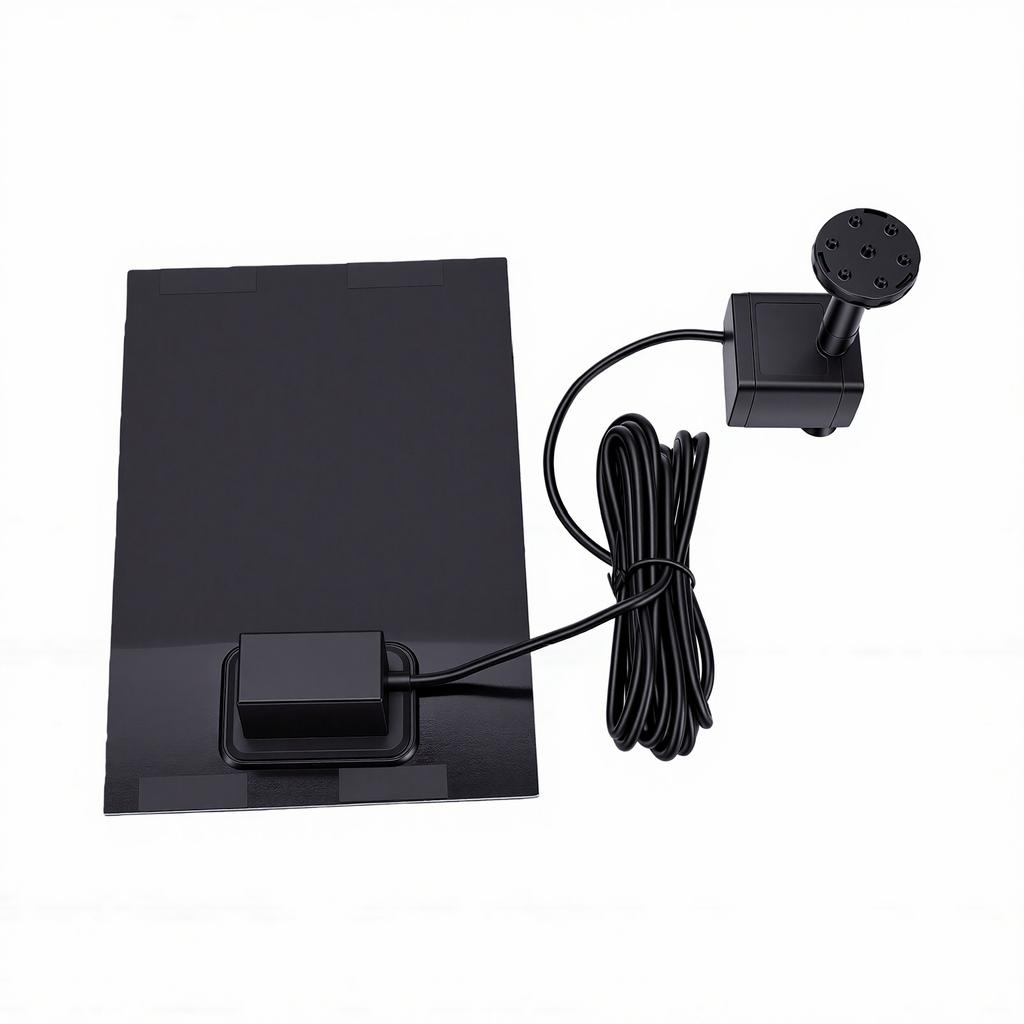 Solar Square Fountain Quiet Weather Proof 2W Solar Fountain Pump with Separate Solar Panel Extension Cord 5 Nozzles for